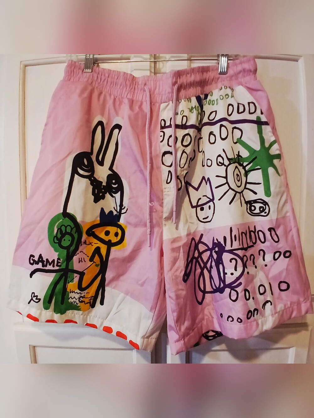 NWOT- Rebel Minds Graffiti Doodle Print Men's Swim Trunks, Pockets,  Size L